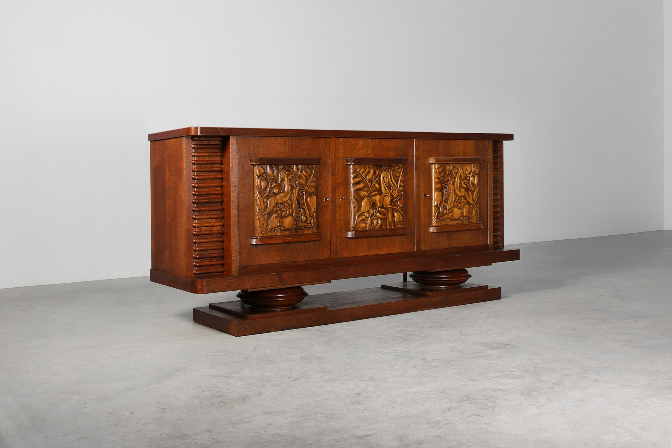 French Art Deco Oak Sideboard by Jacques Klein, circa 1925thumbnail